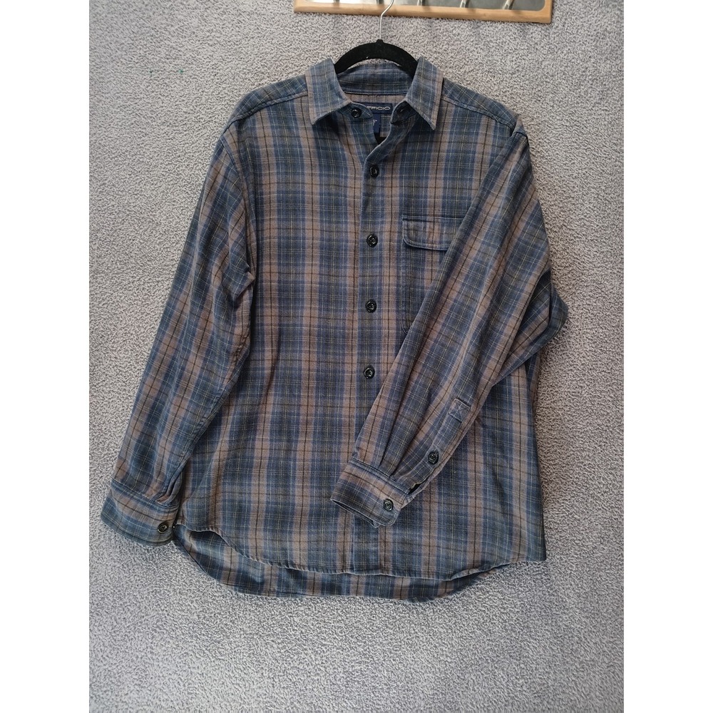 ExOfficio Plaid Flannel Shirt Men Medium Cotton Blend Outdoor Button Up